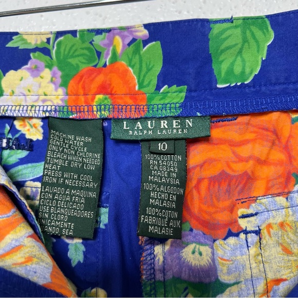 Ralph Lauren Lauren Floral Print Capri Pant wide leg Bright Size 10 - Picture 11 of 11
